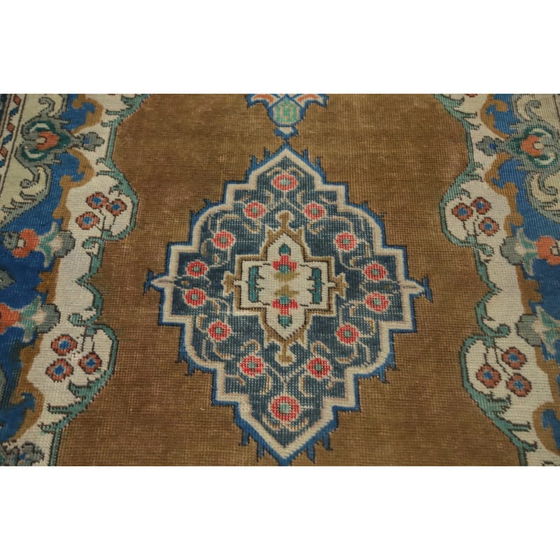 Hand Knotted Oriental 100% Wool Carpet Traditional Medallion Brown Tabriz Area Rug - 6' 6'' X 4' 4''