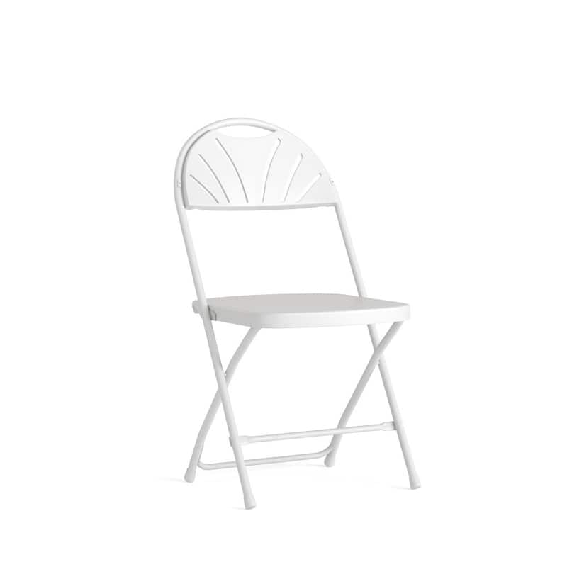 650 lb. Capacity Plastic Fan Back Folding Chair - White