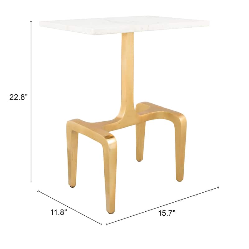 Clement Marble Side Table White & Gold