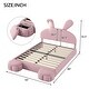 preview thumbnail 23 of 29, Twin/Full Size Upholstered Platform Bed w/Cartoon Ears Shaped Headboard & Light, Cartoon Twin Bed Frame w/2 Small Storage Stools
