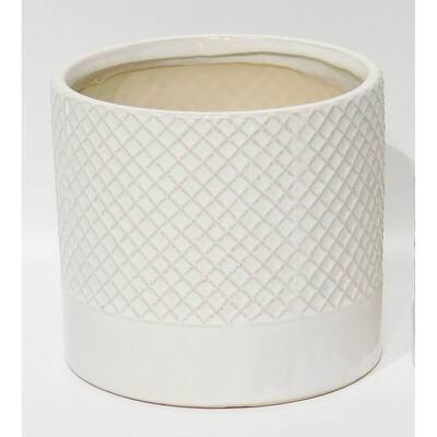 White With Criss Cross Pattern Planter