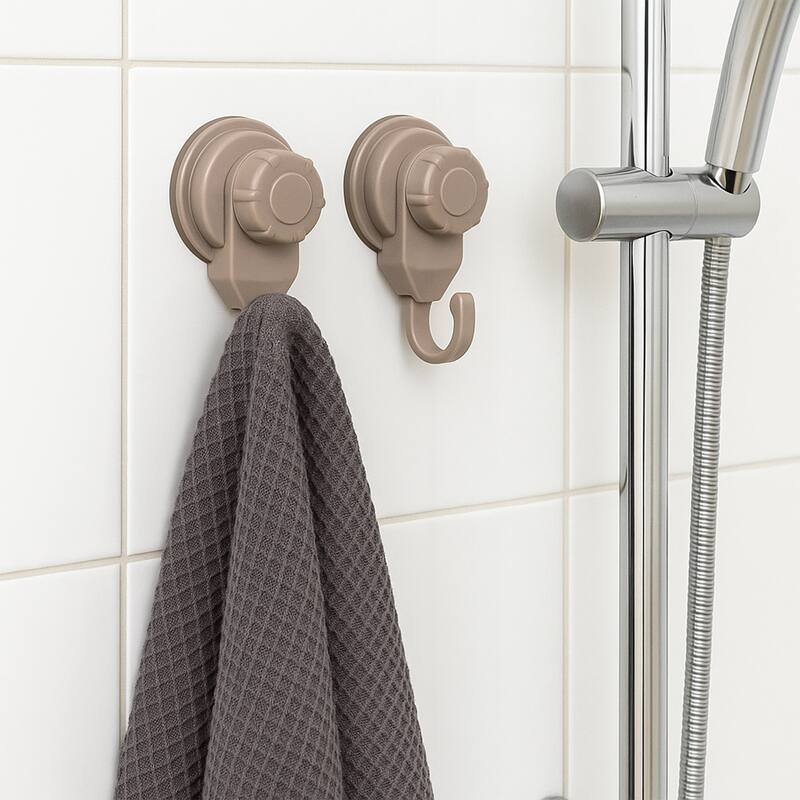 Set of 2 Strong Hold Vacuum Suction Cup Hooks for Shower