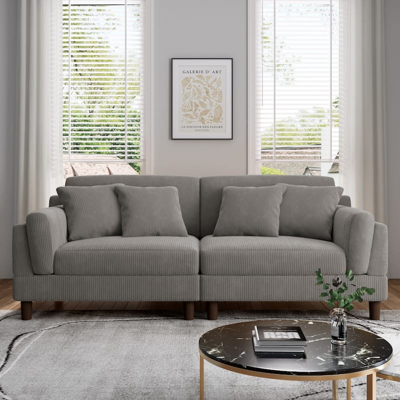 90" Corduroy Sectional Sofa Lounge Sleeper Sofa