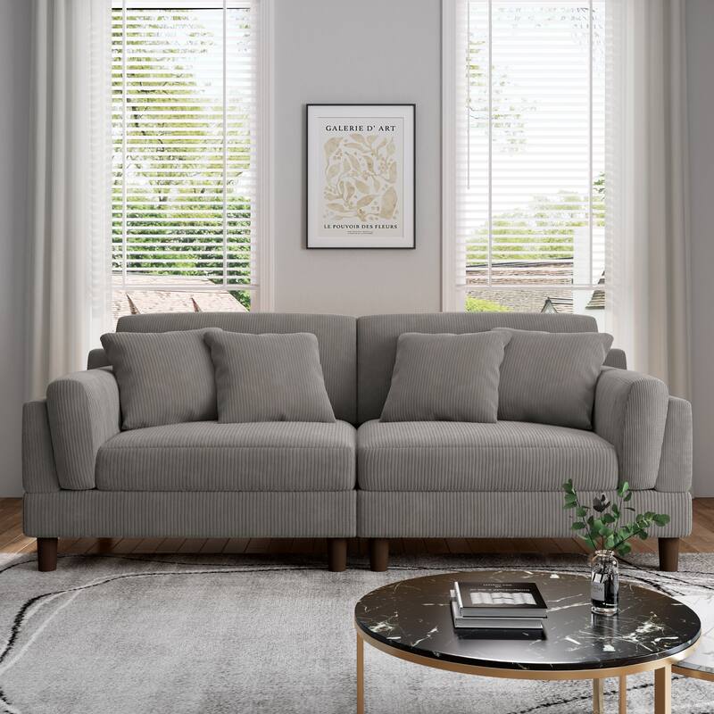 Modern 90" inch Sofa Comfy Corduroy Deep Seats Sofa