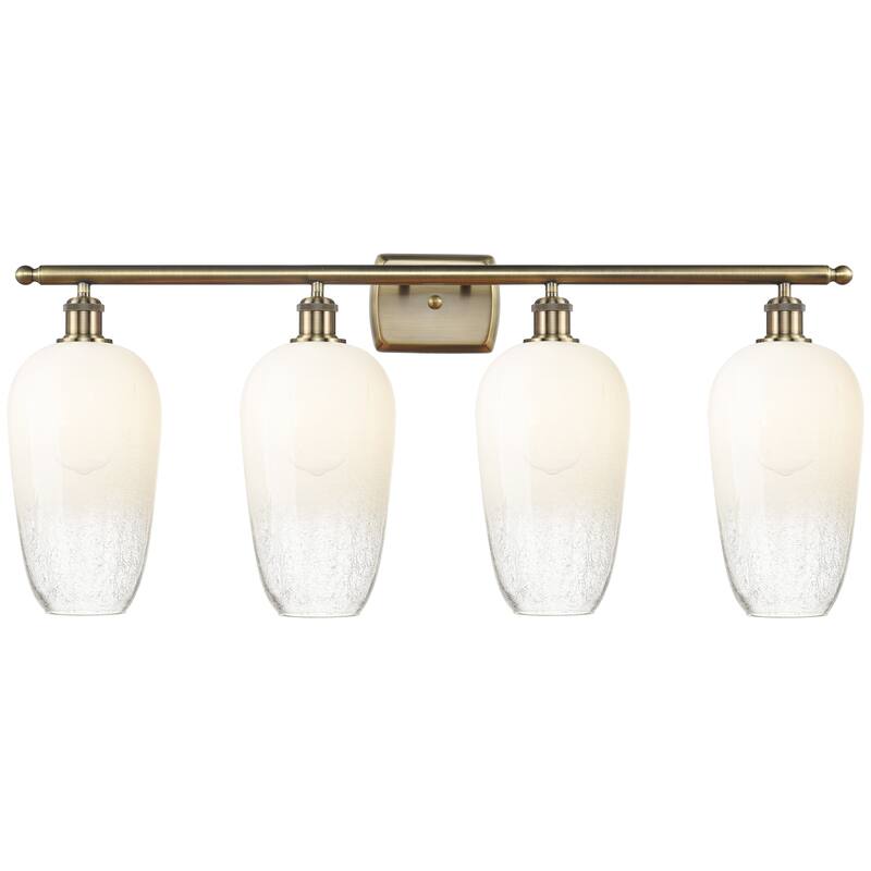 Innovations Lighting Endless Possibilities Ballston - Brookhaven Flute - 4 Light 37" Bath Vanity Light - Antique Brass/Opal
