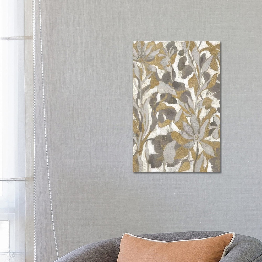 iCanvas "Painted Tropical Screen I Gray Gold" by Silvia Vassileva Canvas Print