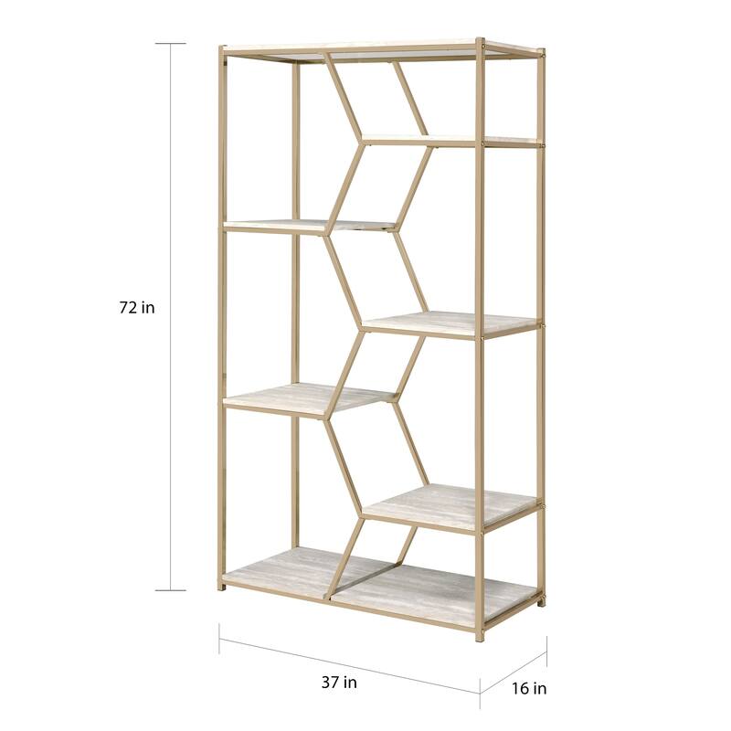 Marion Glam Gold-Tone 72-inch Metal Bookcase by Furniture of America