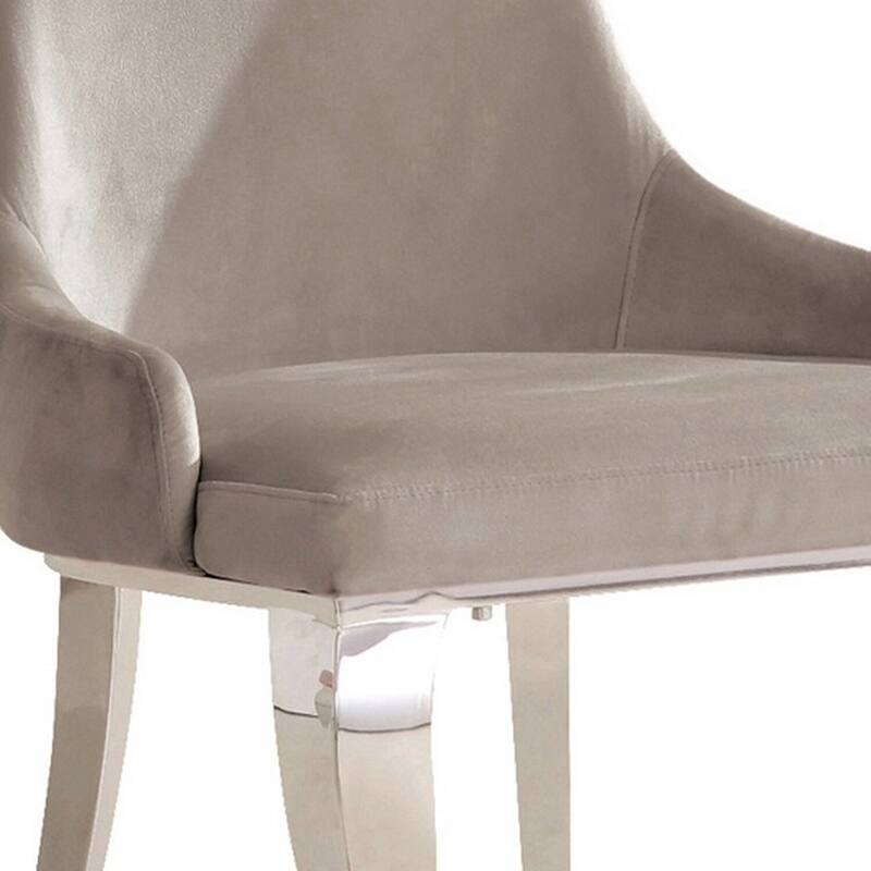 Silver/Gray Velvet Upholstered Metal Frame Dining Chair, Set of 2, Sturdy Dining Chair for Dining Rooms - 23.5