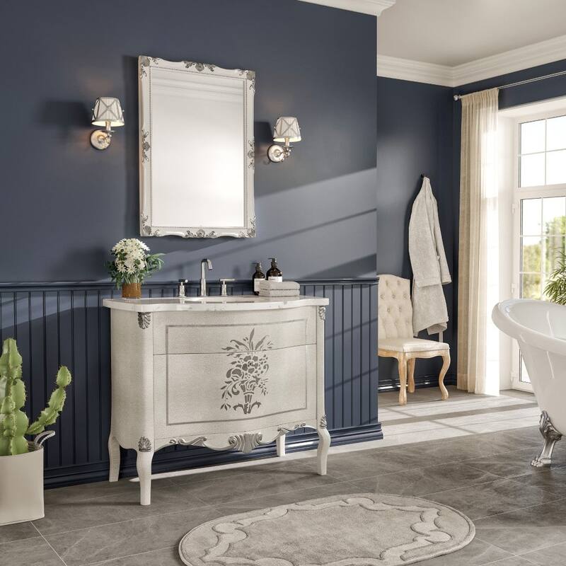 Monaco 38"W Ivory Bath Vanity with Carrara Quartz Top & Porcelain Sink