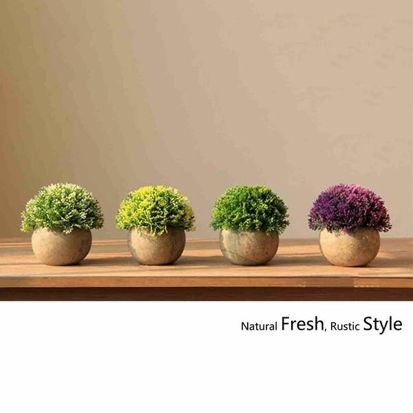 Cewor 4 Pack Artificial Mini Plants Plastic Cewor 4 Pack Artificial Mini Plants