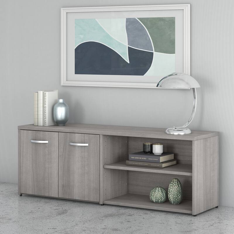 Studio C Low Storage Cabinet with Doors by Bush Business Furniture - Platinum Gray