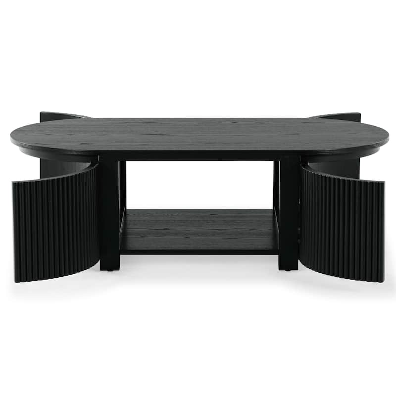 SAFAVIEH Couture Shelbie Reeded Oval Coffee Table, Fully Assembled - 51"W x 25"D x 16"H - Black