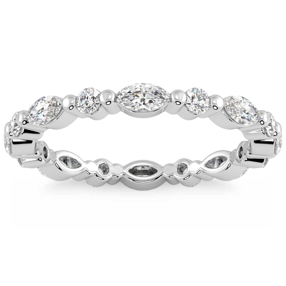 Bliss Diamond 1Ct Marquise & Round Diamond Eternity Wedding Stackable Ring Gold Lab Grown