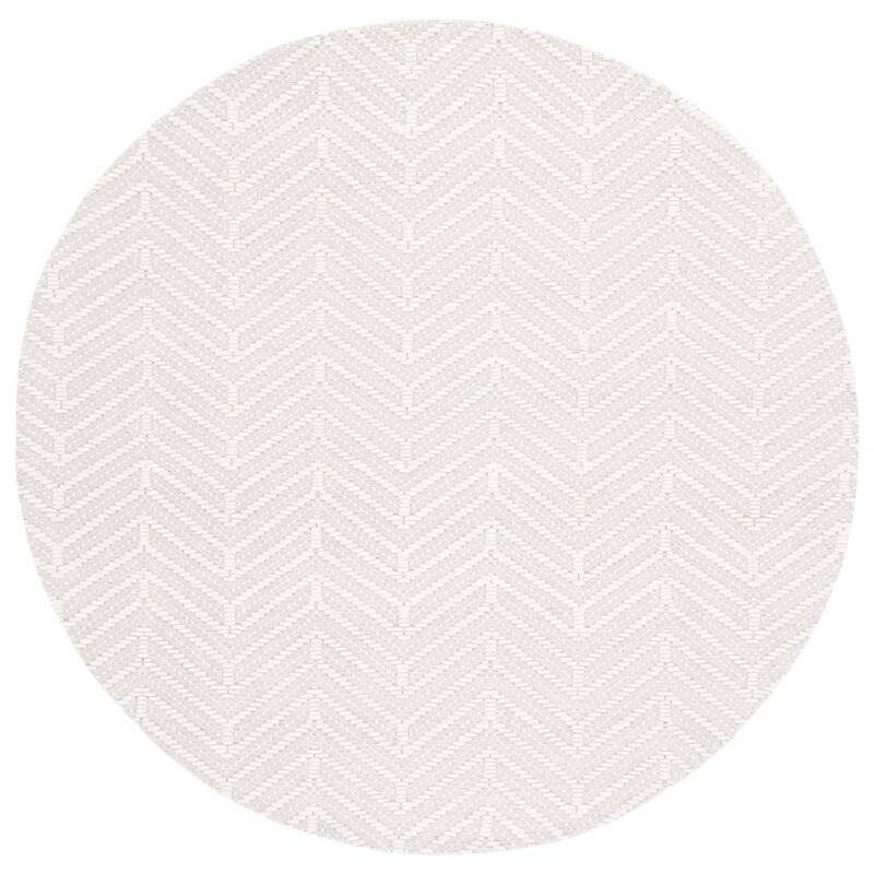 SAFAVIEH Handmade Marbella Jiska Chevron Wool Rug - 6' Round - Ivory/Beige