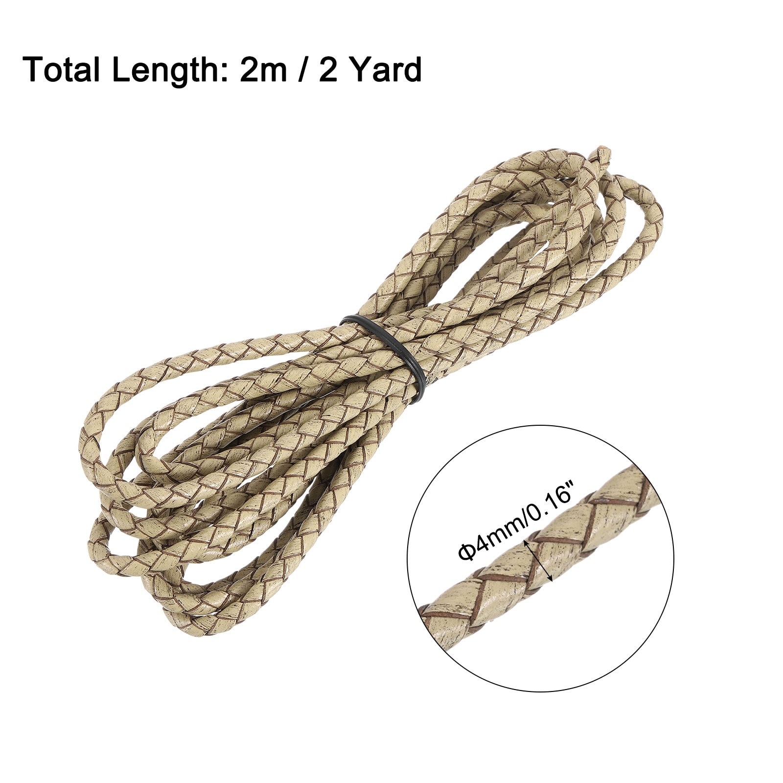 Braided Leather Cord, Round Leather Bolo Tie String Rope for Crafts, Jewelry Making, Necklace, Bracelets