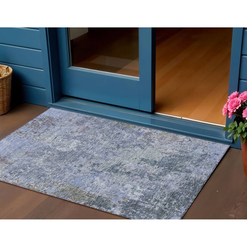 HomeRoots Abstract Transitional Rectangle Outdoor Rug - 3' x 5'