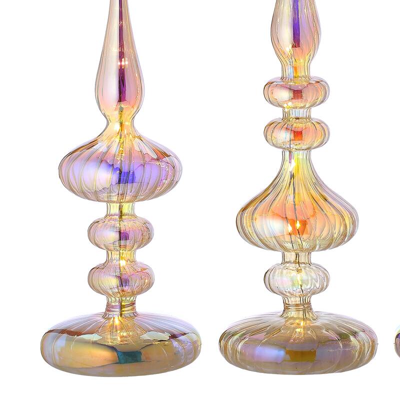 15-20" Led Glass Obelisk Set of 3