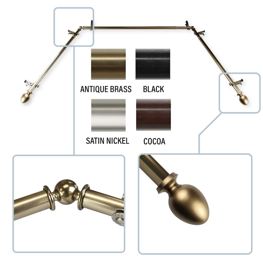 InStyleDesign Ivo 13/16" Bay curtain rod 20"-36", 38"-72"
