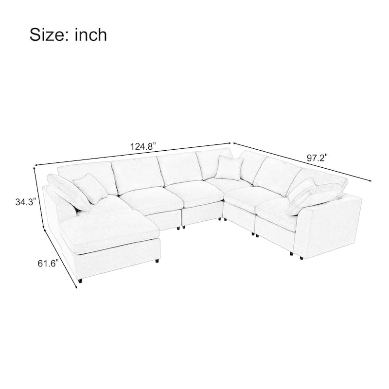 7-Seater Modular Chenille Sectional Sofa with Movable Ottoman by Harper&Bright Designs