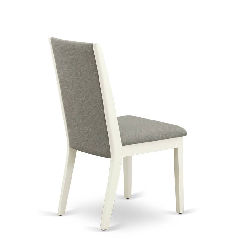 East West Furniture 5 Piece Dining Room Table Set- a Round Kitchen Table and 4 Linen Fabric Parsons Chairs, (Finish Options)