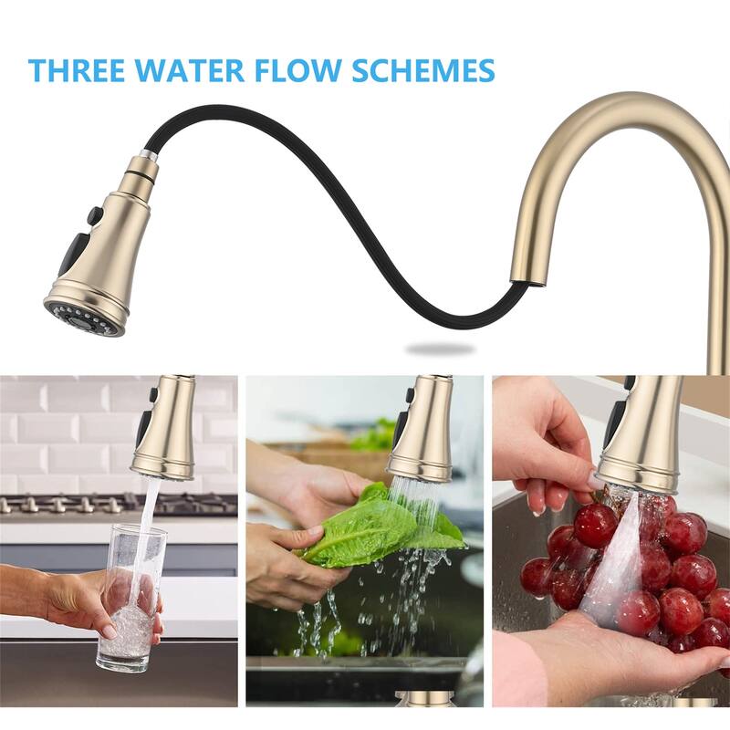 Bridge Kitchen Faucet With Pull Down Sparyer 3 Hole Kitchen Sink Faucet Double Handle 304 Stainless Steel Taps