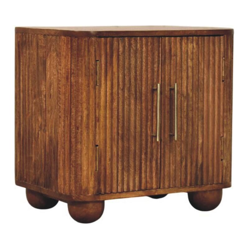 Artisan Furniture Solid Wood Solis Fluted Mini Sideboard, Brown, 2-Doors