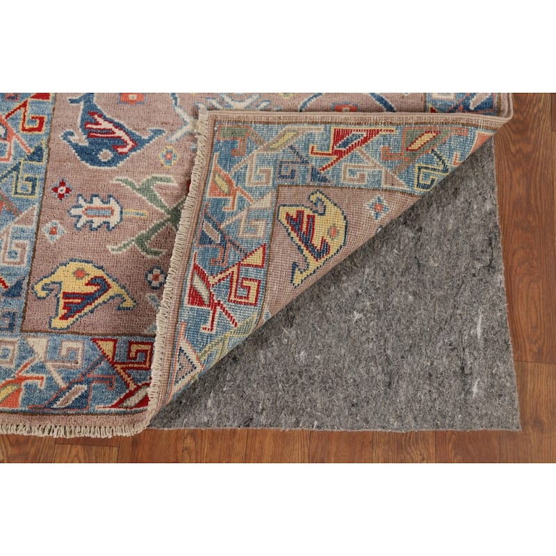 Geometric Kazak Oriental Runner Rug Handmade Red Wool Carpet - 2'7" x 9'7"