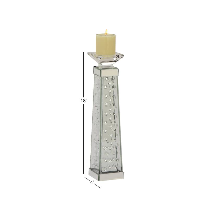 Glass Pillar Candle Holder with Floating Crystals