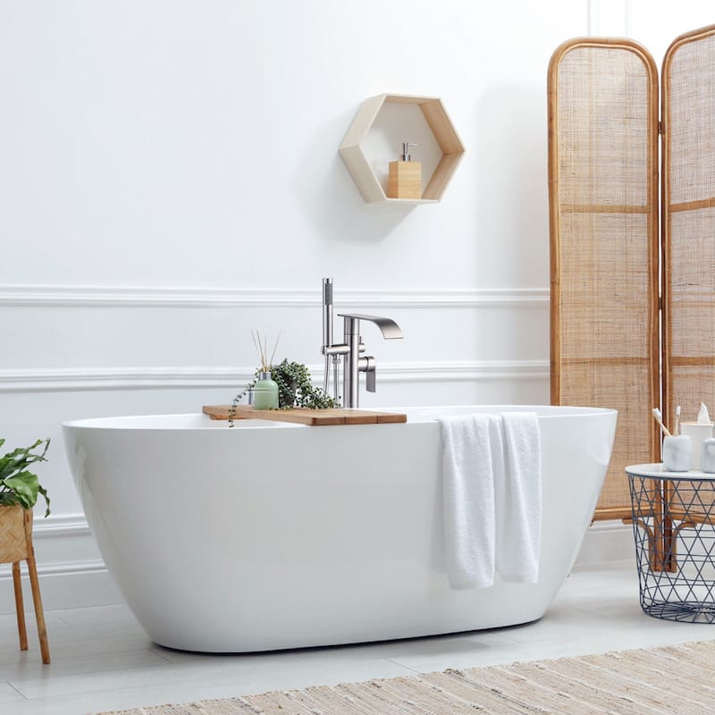 WOWOW Single-Handle Freestanding Waterfall Tub Faucet with Handshower