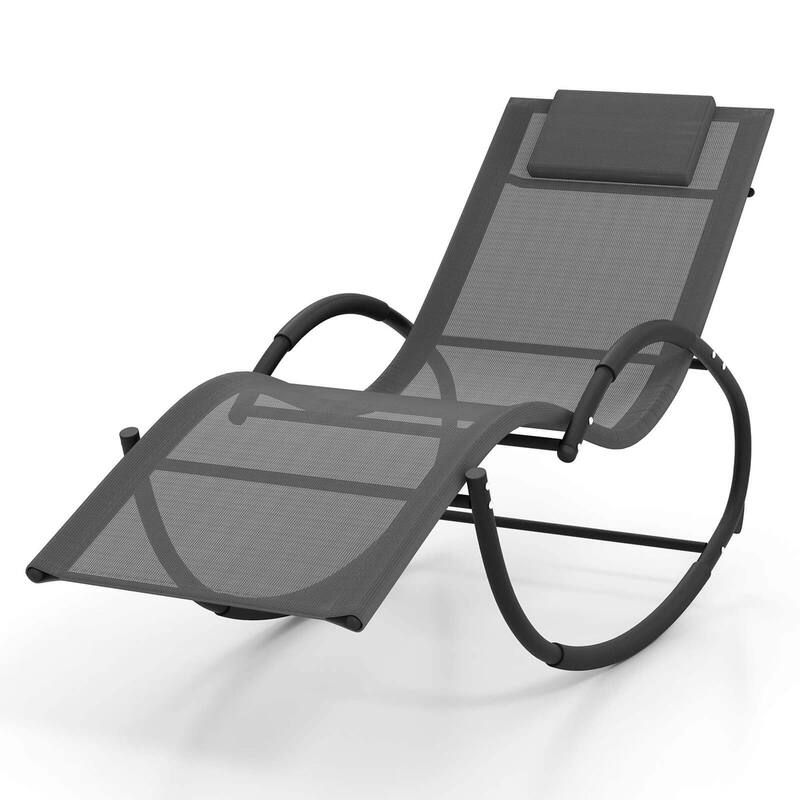 1/2 PCS Outdoor Zero Gravity Chaise Lounge Rocking Lounge Chair - 1 pcs Grey