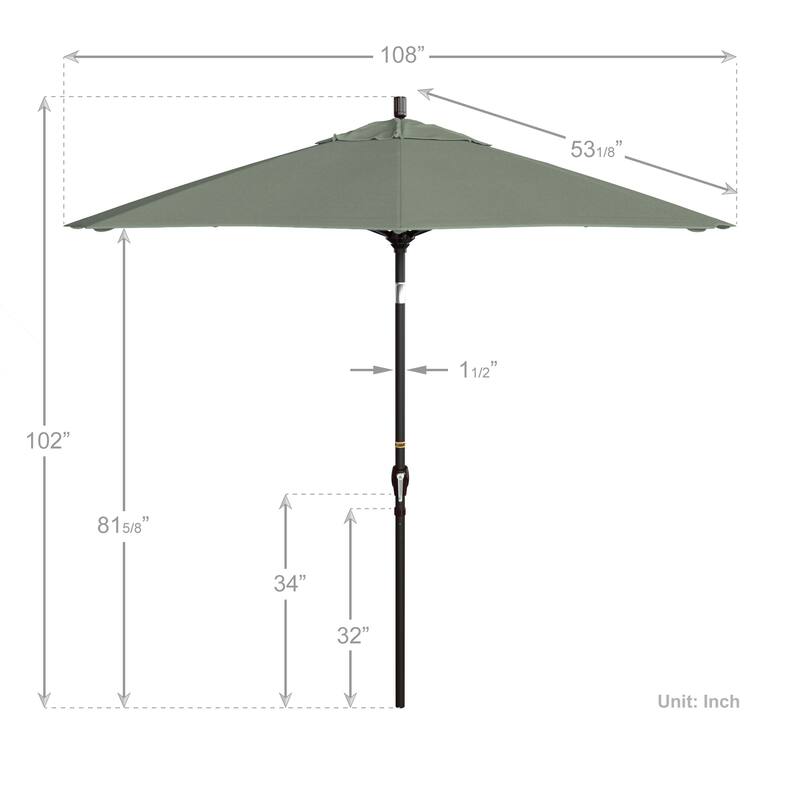 California Umbrella 9-foot Round Crank Lift, Push ButtonTilt, Bronze Frame Finish, Aluminum Patio Umbrella with Sunbrella Fabric