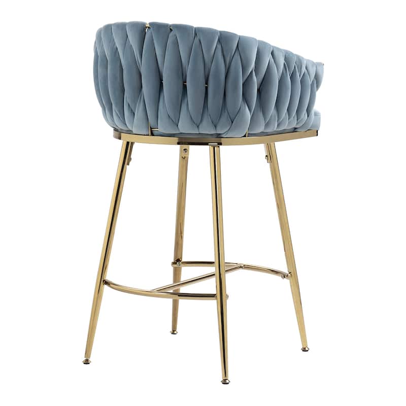 Ostweer Furniture Set of 2 26'' Velvet Kitchen Island Counter Bar Stool - Beige