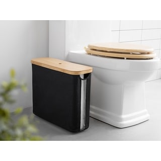 Toilet Paper Storage Basket with Bamboo Lid for Up to 9 Mega Rolls - 17.5"L x 6"W x 13.75"H