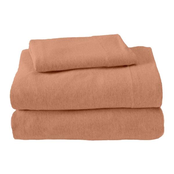 Linery & Co. Ultra Soft Cotton Blend Heathered Jersey Knit Sheet Set - Queen - Terracotta