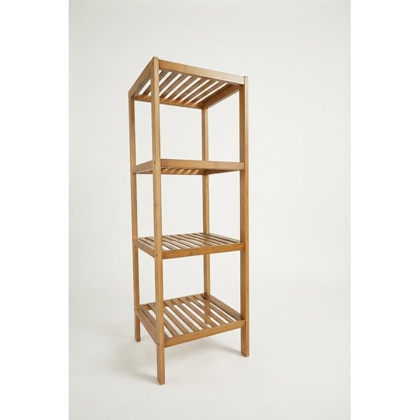 4-Tier Bamboo Bathroom Shelf Narrow Freestanding Corner Storage
