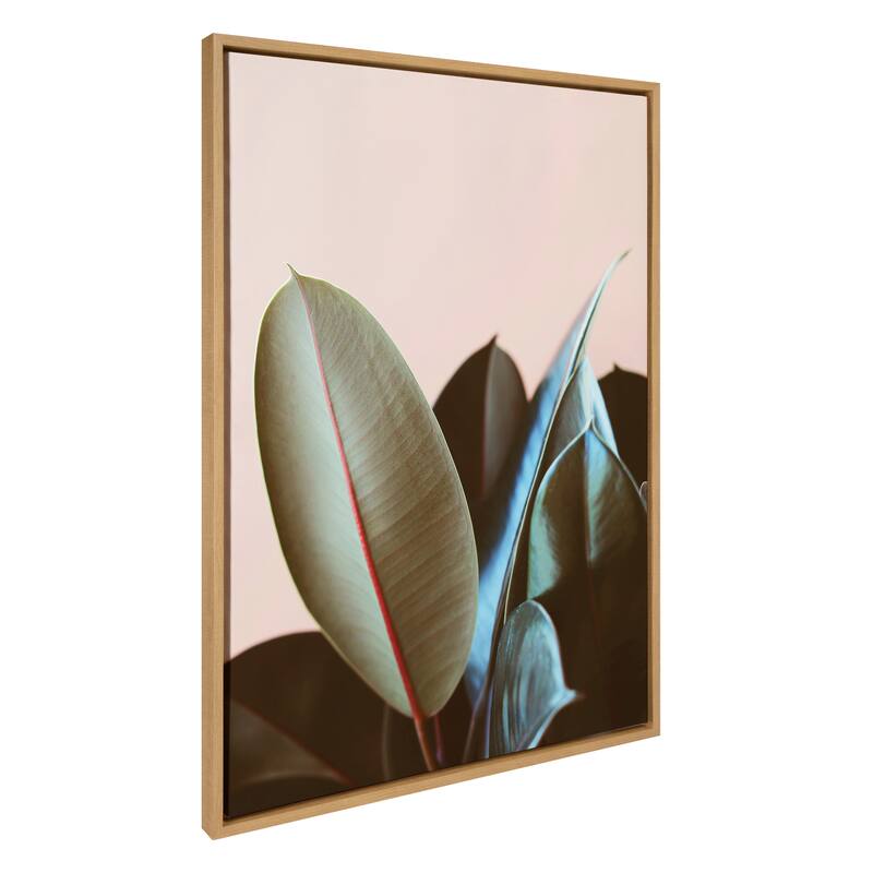 Kate and Laurel Sylvie Ficus Elastica Framed Canvas by Alicia Bock - 28x38 - Natural