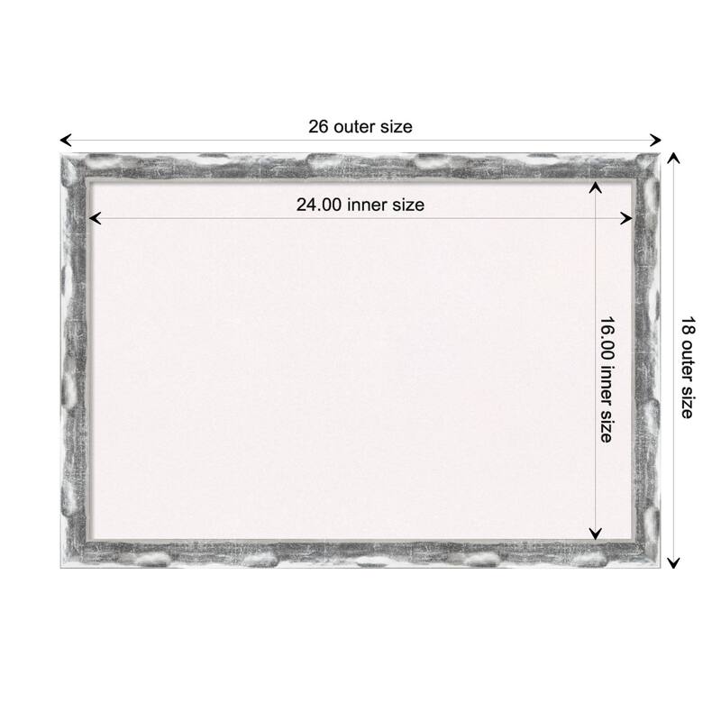 Scratched Wave Chrome Framed White Corkboard Bulletin Board - Board Size 24x16