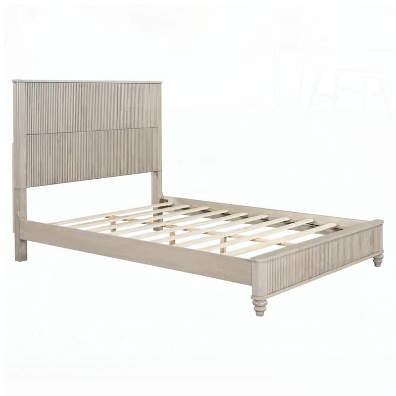 Solid Wood Bed Frame with Tall Headboard
