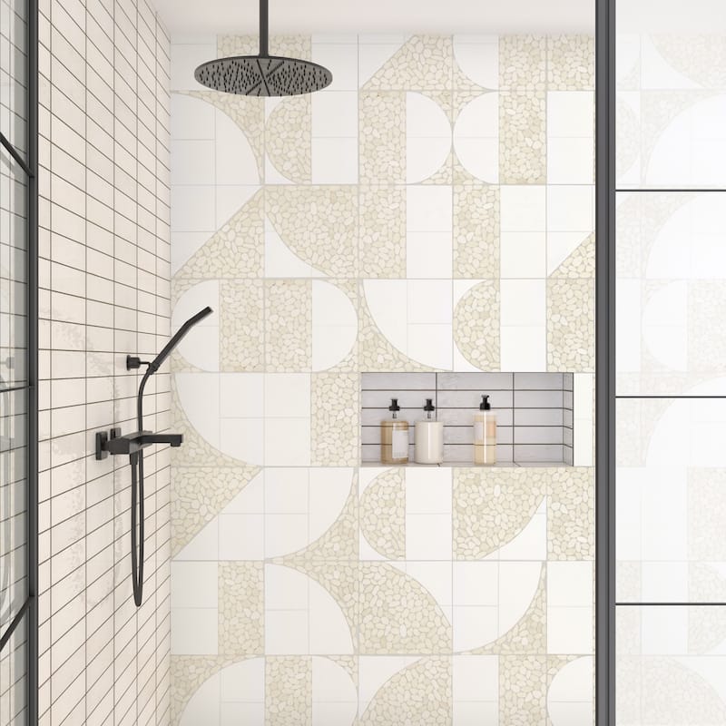Daltile Pebble Oasis Natural Stone Art Deco Pebble Mosaic 11" x 11" (11 PC per Carton) (10.78 SQFT per Carton)