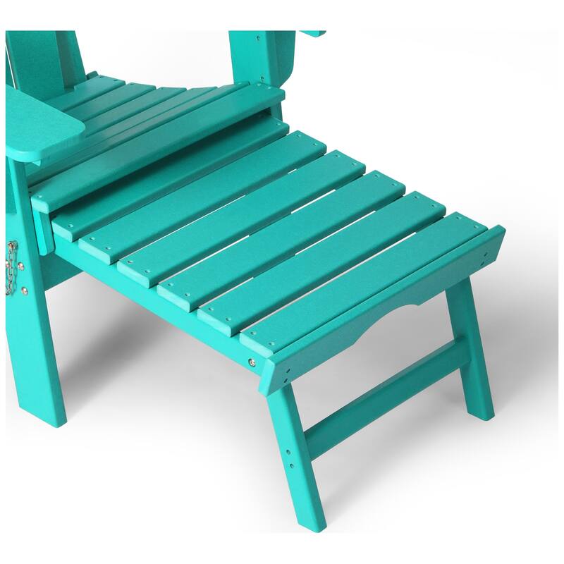 Laguna Outdoor Folding Adjustable Adirondack Chair with Cup Holder & Hideaway Ottoman (Set of 2)