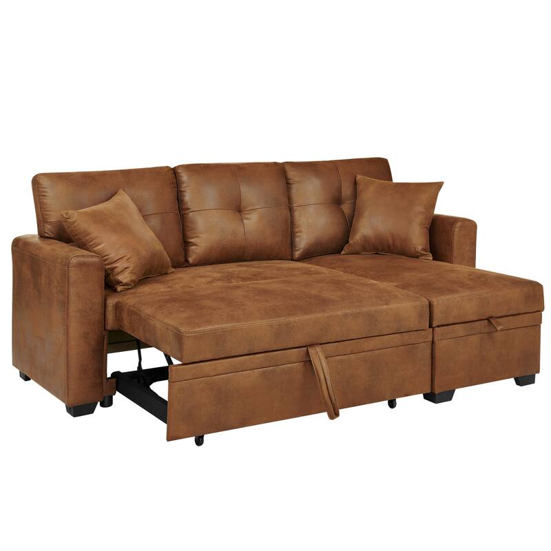 Sleeper Sofa,Sectional with Pull-Out Bed, Reversible Chaise, Storage Sectional, Convertible Sofa Bed, L-Shaped Sofa