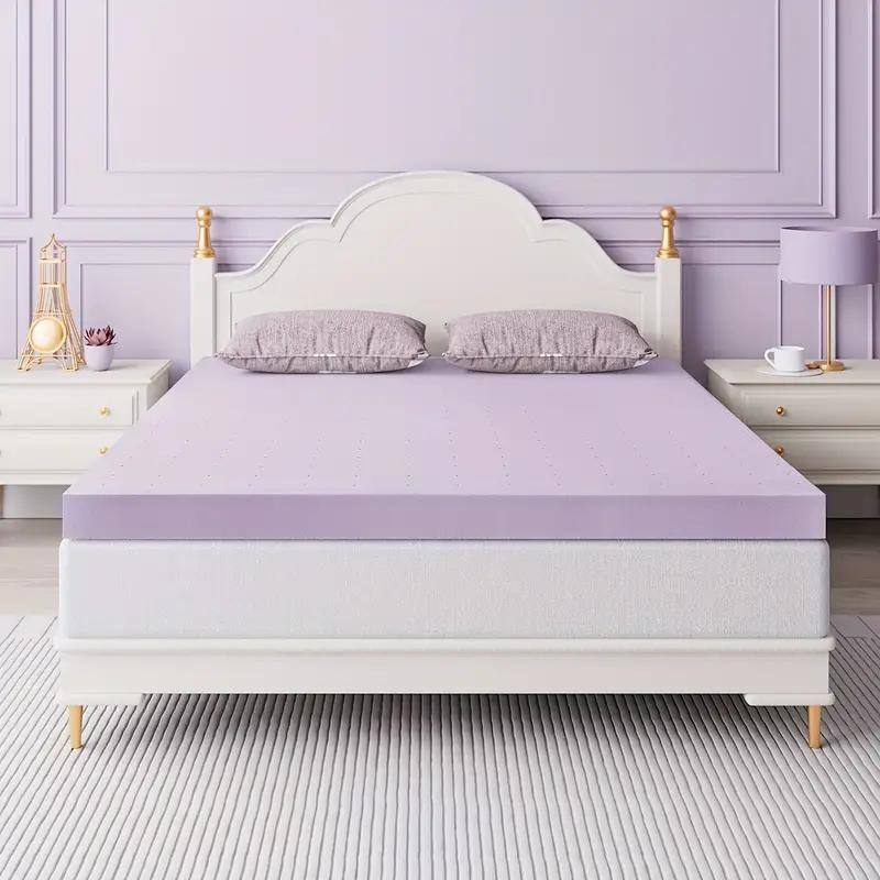 Queen Mattress Topper,3 Inch Premium Firm Memory Foam Mattress Topper With Ventilated Design,Cooling & Gel-infused - Purple