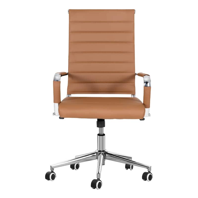 Ergonomic Office Desk Chair PU Leather Height Adjustable Swivel Chair - Brown