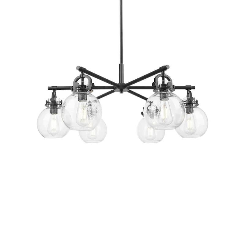 Innovations Lighting 410-6CR-16-26 Newton Sphere Chandelier Newton - Matte Black / Seedy