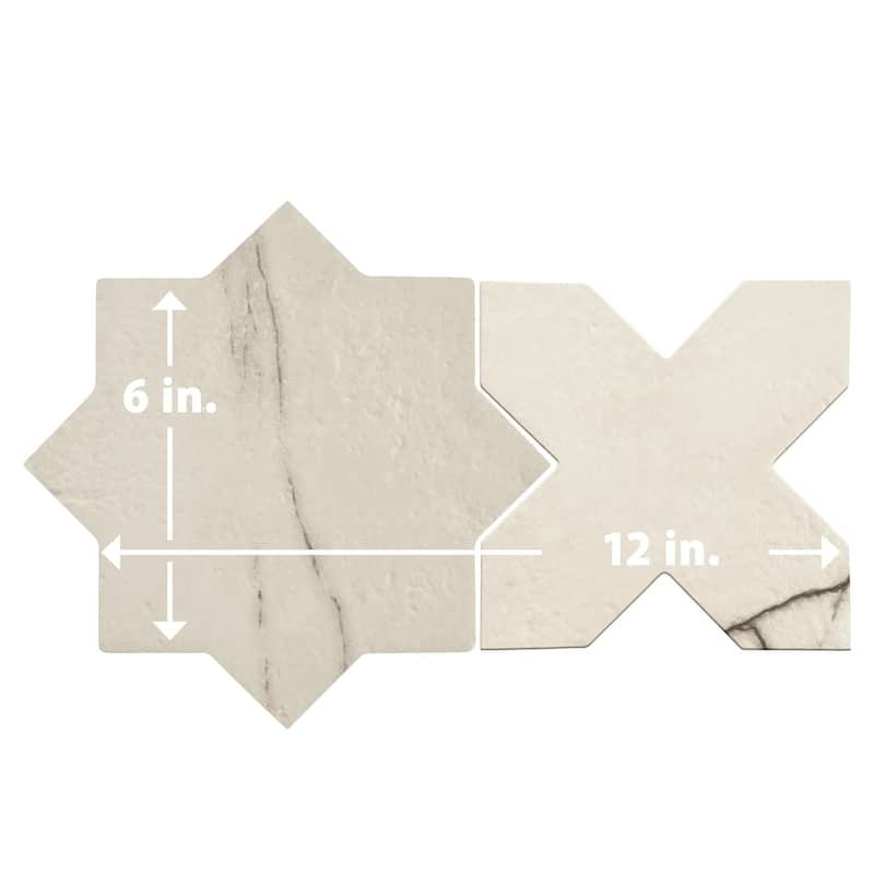 Merola Tile Istanbul Star Day with Day Cross 6" x 12" Porcelain Floor and Wall Tile - Case (32 Tiles)
