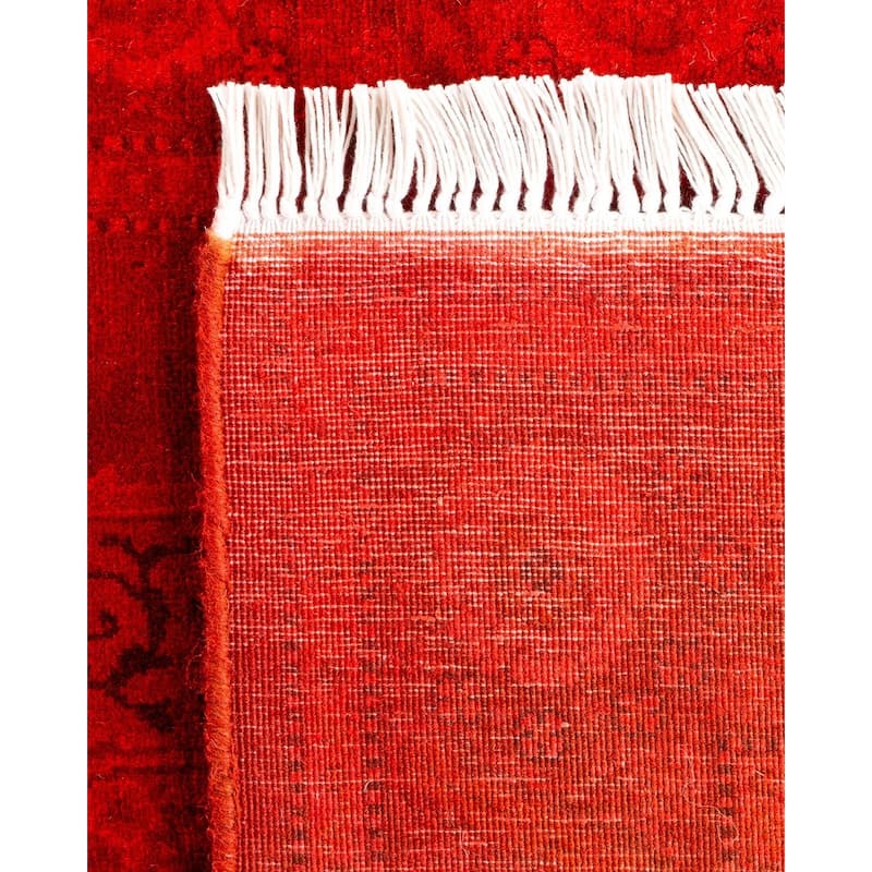 Overton Hand Knotted Wool Vintage Inspired Modern Contemporary Overdyed Red Area Rug - 2' 8" x 4' 2"
