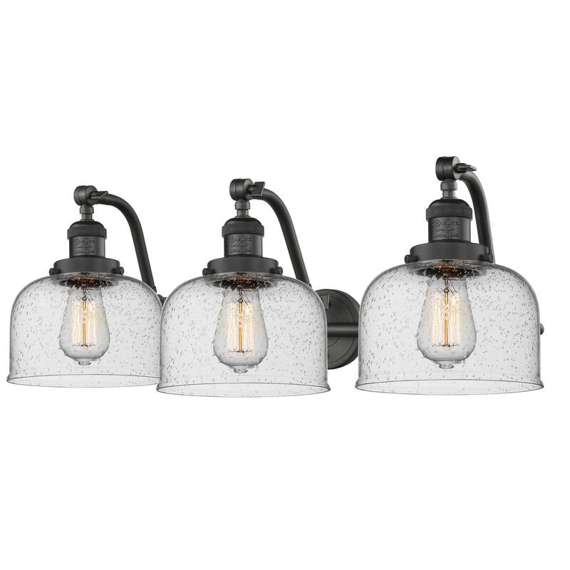 Innovations Lighting Large Bell 3 Light 28" Wide Bathroom Vanity Light - Oiled Rubbed Bronze / Seedy