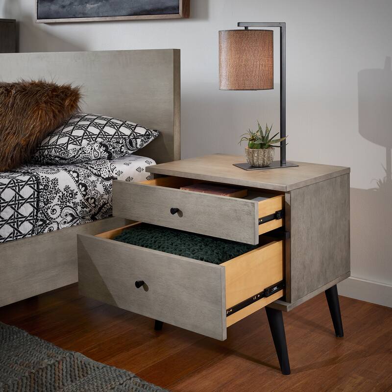 Noe Mid-Century Grey Finish 2-Drawer Nightstand by iNSPIRE Q Modern