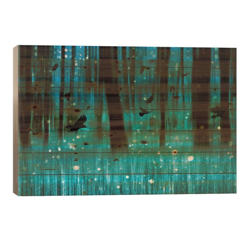 Night Flight Panoramic Print On Wood by Ros Berryman - Multi-Color - 18x26x1.5