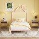 preview thumbnail 20 of 25, Twin Size Metal Platform Bed with House-Shaped Headboard for Kids